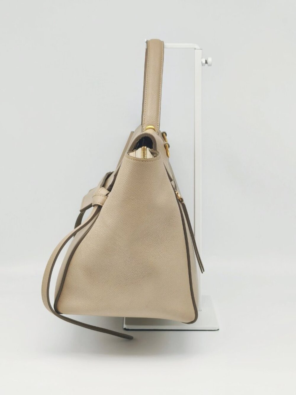 Celine Mini Belt Bag Beige Grained Leather Top Handle Handbag - Picture 8 of 13